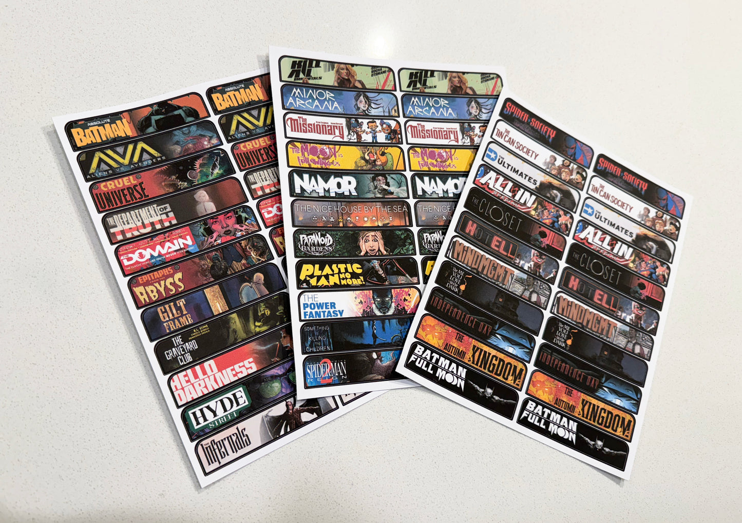 Custom Comic Books Divider Labels
